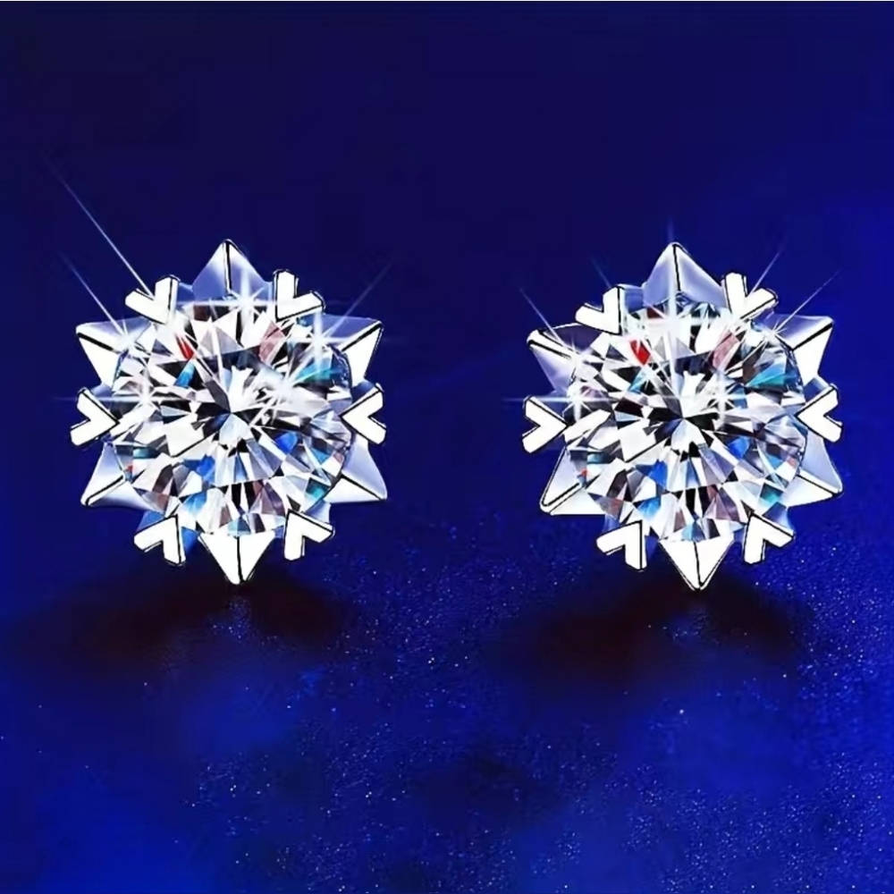 1ct MOISSONITE Diamond EARRINGS. GENUINE CERTIFIED Starburst 18kg / 925 Sterling - Picture 3 of 12